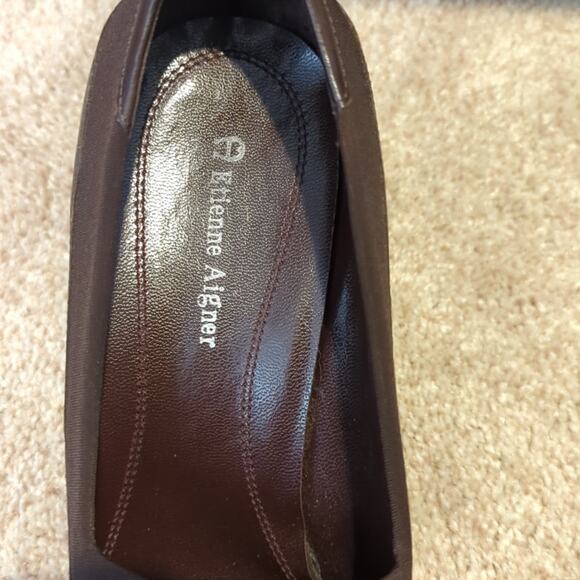 Etienne Aigner Vintage 'Trina' Block Heel Slip On Leather/Nylon Stretch Sz. 9M - Picture 8 of 13